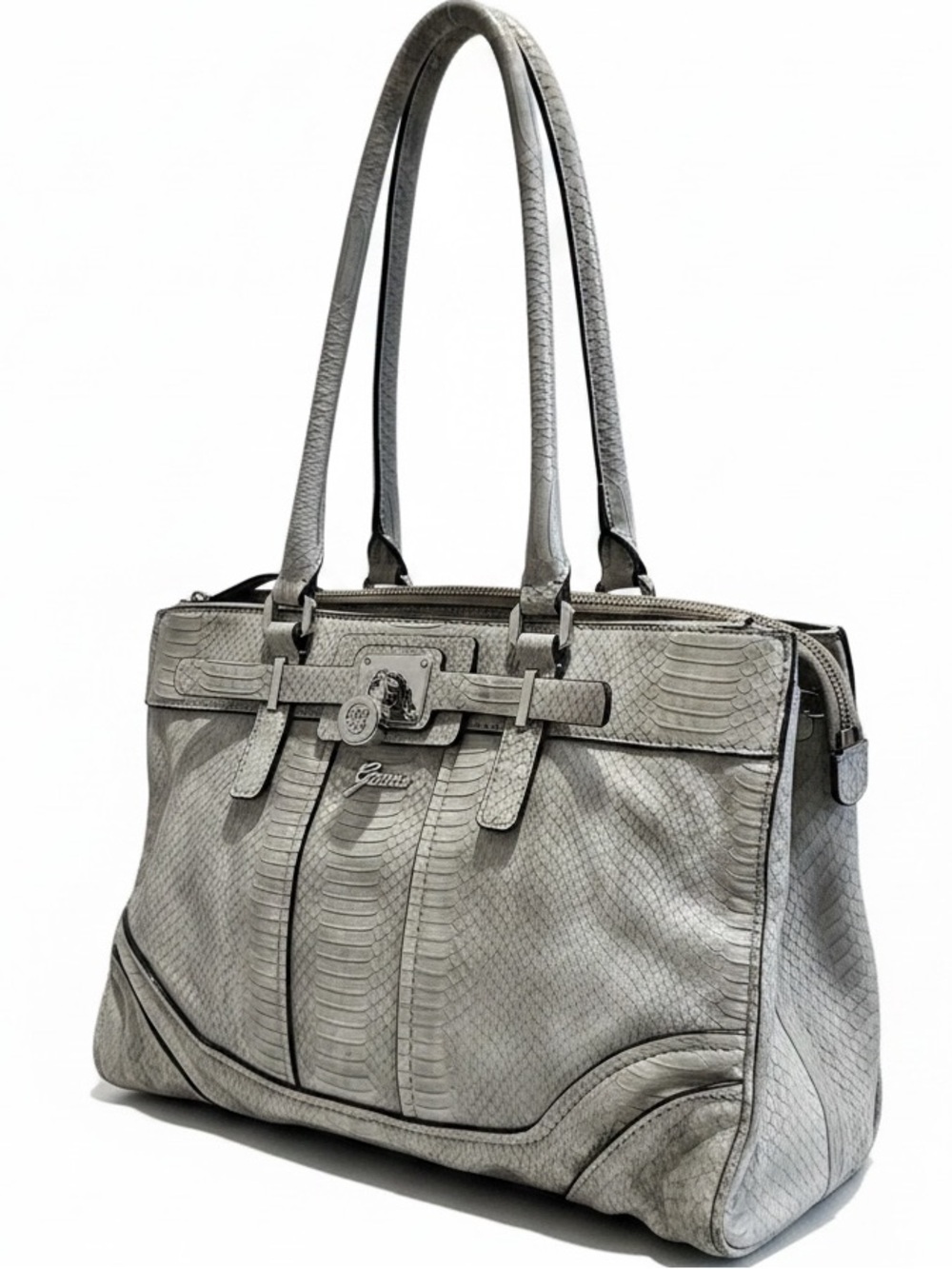 Guess Gray Textured Leather Shoulder Bag EUC